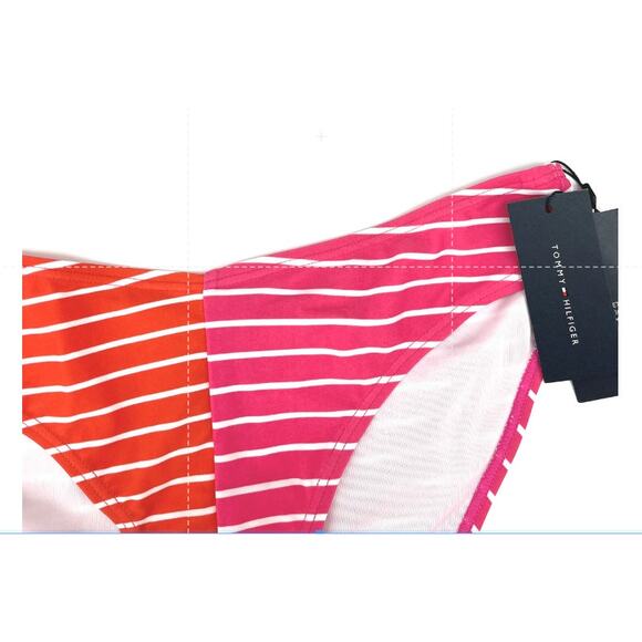 Tommy Hilfiger Striped Bandeau Bikini Bottom Pink Medium NWT $58 - Picture 3 of 3